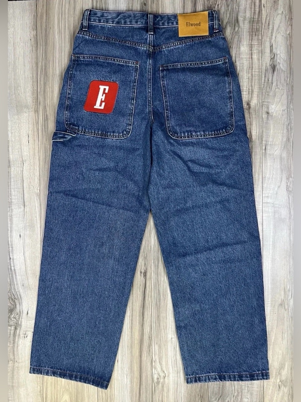 Elwood Wood Shop Baggy Wide Leg Carpenter Jeans Denim Blue Skater Mens 28 NEW
